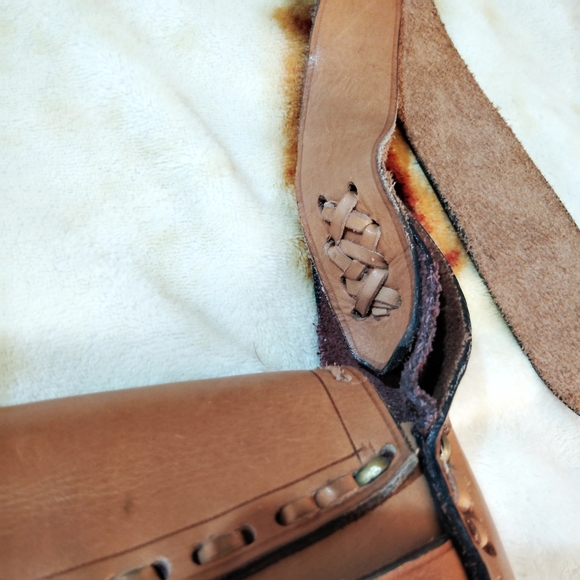 Vtg 80s/90s Boho Whimsygoth Genuine Egyptian Leather Crossbody Messenger Bag - Picture 16 of 16